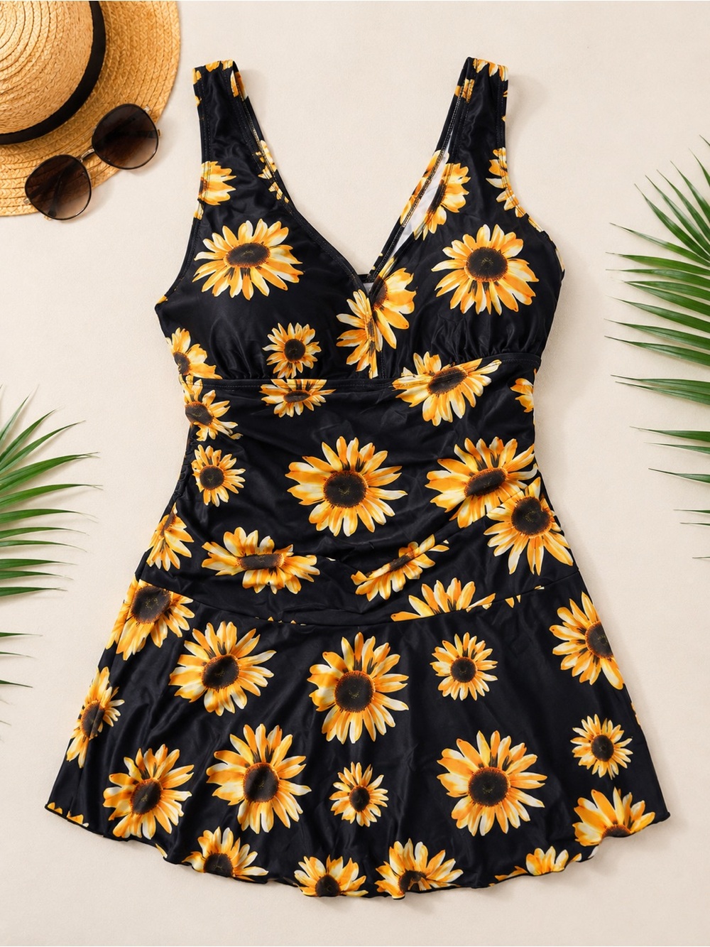 NWT Summer Mae Sunflower Swim Dress XXL Swimdress Tummy Control Plus Size